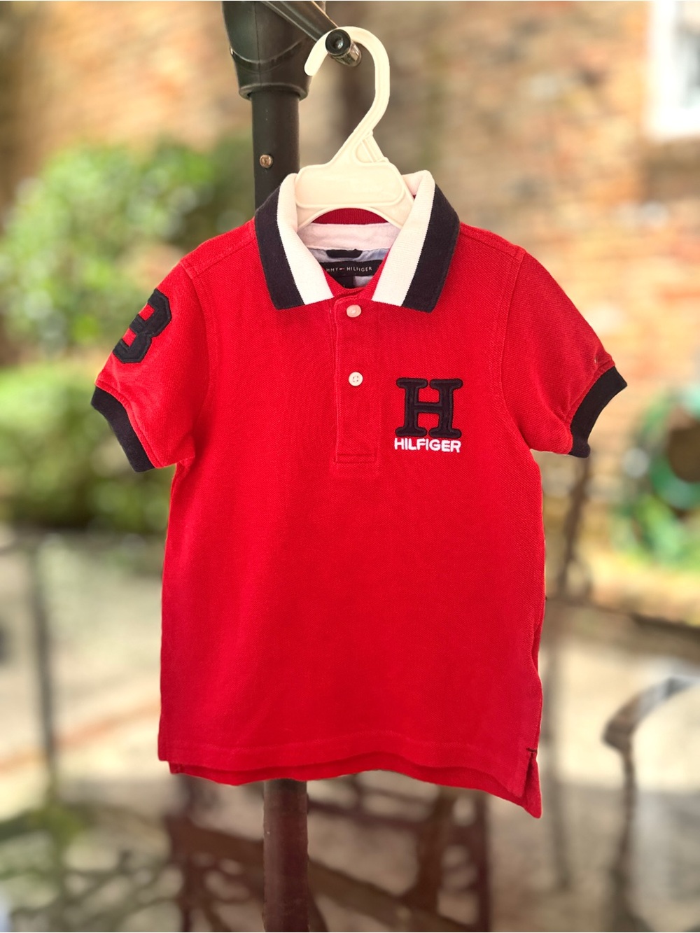 Tommy Hilfiger Red Polo with Navy & White Trim, 3T